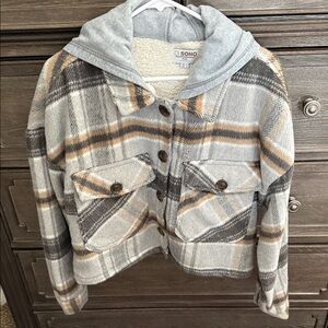 Ci Sono Gray Plaid Utility Jacket